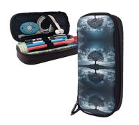 RLDOBOFE Pencil Case Large Capacity Pencil Pouch Aesthetic Pen Bag Office Stationery Organizer Leather Pen Holder Reflection Makeup Bags Pencil Case Box for Men Women Work Office