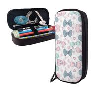 RLDOBOFE Pencil Case Large Capacity Pencil Pouch Aesthetic Pen Bag Office Stationery Organizer Leather Pen Holder Heart Shape and Bow Makeup Bags Pencil Case Box for Men Women Work Office