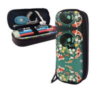 RLDOBOFE Pencil Case Large Capacity Pencil Pouch Aesthetic Pen Bag Office Stationery Organizer Leather Pen Holder Koi Fish Skull Makeup Bags Pencil Case Box for Men Women Work Office
