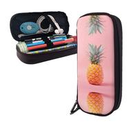 RLDOBOFE Pencil Case Large Capacity Pencil Pouch Aesthetic Pen Bag Office Stationery Organizer Leather Pen Holder A Pineapple Makeup Bags Pencil Case Box for Men Women Work Office