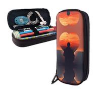 RLDOBOFE Pencil Case Large Capacity Pencil Pouch Aesthetic Pen Bag Office Stationery Organizer Leather Pen Holder A Heart Shape in Front Makeup Bags Pencil Case Box for Men Women Work Office