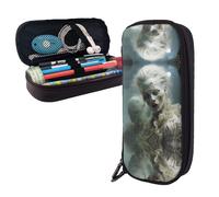 RLDOBOFE Pencil Case Large Capacity Pencil Pouch Aesthetic Pen Bag Office Stationery Organizer Leather Pen Holder Zombie in Mirror Makeup Bags Pencil Case Box for Men Women Work Office