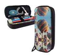 RLDOBOFE Pencil Case Large Capacity Pencil Pouch Aesthetic Pen Bag Office Stationery Organizer Leather Pen Holder Colorful Hot Air Balloon Makeup Bags Pencil Case Box for Men Women Work Office