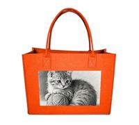 RLDOBOFE Pencil Cat Yarn Felt Tote Bag Reusable Kitchen Grocery Bag Versatile Large Capacity Commuter Handbags, Fruit Orange, One Size