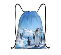 RLDOBOFE Penguin Antarctica Ice Drawstring Backpack Sports Gym Sackpack Waterproof Swim Bag Men Women Draw String Bag, Black, S