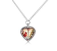 RLDOBOFE Pet Ashes Necklace Birds at The Christmas Window Pets Memorial Gift Personalized Dog/Cat Jewelry Keepsake Heart-Shaped Pendant Urn Necklaces for Dogs Cats Lover Women And Men