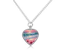RLDOBOFE Pet Ashes Necklace Hibiscus by The Sea Pets Memorial Gift Personalized Dog/Cat Jewelry Keepsake Heart-Shaped Pendant Urn Necklaces for Dogs Cats Lover Women And Men