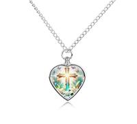 RLDOBOFE Pet Ashes Necklace Holy Cross Lily Pets Memorial Gift Personalized Dog/Cat Jewelry Keepsake Heart-Shaped Pendant Urn Necklaces for Dogs Cats Lover Women And Men