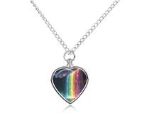 RLDOBOFE Pet Ashes Necklace Neon Rainbow Waterfall Pets Memorial Gift Personalized Dog/Cat Jewelry Keepsake Heart-Shaped Pendant Urn Necklaces for Dogs Cats Lover Women And Men