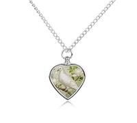 RLDOBOFE Pigeon Magnolia Bloom Cremation Jewelry for Ashes Heart Urn Necklaces Personalized Memorial Necklace Dog Cat Keepsake Pendant Custom Small Locket Ash Holder for Women Men