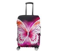 RLDOBOFE Pink Butterfly Travel Luggage Cover Anti Scratch Suitcase Protector Washable Elastic Baggage Cover, white, Small, Stylish