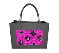 RLDOBOFE Pink Circuit Board Felt Tote Bag Reusable Foldable Grocery Bag Versatile Large Capacity Commuter Handbag, Dark Gray, One Size