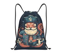 RLDOBOFE Pirate Characters Drawstring Backpack Sports Gym Sackpack Waterproof Swim Bag Men Women Draw String Bag, Black, S