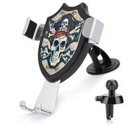 RLDOBOFE Pirate Flag Skull Car Phone Holder, Phone Holder Mount for Car Windshield Dashboard & Straight Air Vent, Universal Hands Free Automobile Cell Phone Holders for 4-6 Inch Smartphones