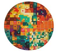 RLDOBOFE Pixel Art Pattern Round Cushion, Seat Cushion with Removable Washable Cover, Soft Chair Pads for Dining Kitchen Office Patio