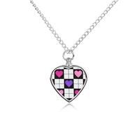 RLDOBOFE Plaid Hearts Cremation Jewelry for Ashes Heart Urn Necklaces Personalized Memorial Necklace Dog Cat Keepsake Pendant Custom Small Locket Ash Holder for Women Men