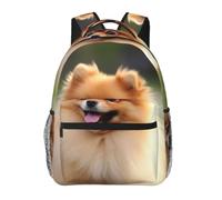 RLDOBOFE Pomeranian Dog Cute Backpack Waterproof Lightweight Casual Backpack One Size Daypack Travel Laptop Bag For Men Women