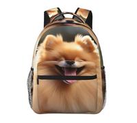 RLDOBOFE Pomeranian Dog Cute Backpack Waterproof Lightweight Casual Backpack One Size Daypack Travel Laptop Bag For Men Women