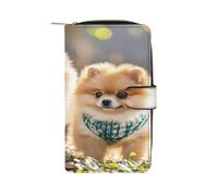 RLDOBOFE Pomeranians Puppies PU Leather Long Wallet Travel Wallets