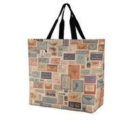 RLDOBOFE Postal Stationery Grocery Bag for Women Reusable Extra Large Foldable Shopping Bag with Handles Collapsible Heavy Duty Tote Bags Aesthetics Shoulder Bag for Work Travel Market
