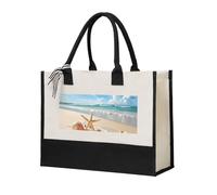 RLDOBOFE Pretty Beach and Seashell Canvas Tote Bags Personalized Beach Bag Reusable Grocery Shopping Bag Casual Handbag Top Handle Shoulder Satchel Bags Work Purses Birthday Gifts for Women