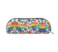 RLDOBOFE Pride Rainbow Pencil Pouch Leather,Small Pen Bags With Zipper For Pencils,Pens,Markers,Makeups,Change,Coins