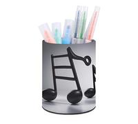 RLDOBOFE PU Leather Black White Music Note Pen Holder Round Pencil Organizer Stand Makeup Brush Stationery Container Desk Accessories Storage Organizer Desktop Box for Office Home