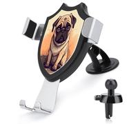 RLDOBOFE Pug Cartoon Car Phone Holder, Phone Holder Mount for Car Windshield Dashboard & Straight Air Vent, Universal Hands Free Automobile Cell Phone Holders for 4-6 Inch Smartphones