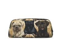RLDOBOFE Pug print Pencil Bag waterproof Zipper Pencil Case Leather Pen Box Cosmetic Bag For Office Pencil