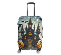 RLDOBOFE Pumpkin Lantern Castle Travel Luggage Cover Anti Scratch Suitcase Protector Washable Elastic Baggage Cover, white, L, Stylish