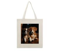RLDOBOFE Puppies Dogs Pets Animals Print Canvas Tote Bag Reusable Grocery Bag Lightweight Shopping Cloth Bags with Long Handles Aesthetic Cute Shoulder Bags for Women Lady Casual Vacation
