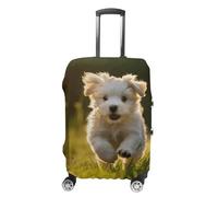 RLDOBOFE Puppy Crossing The Grass Travel Luggage Cover Anti Scratch Suitcase Protector Washable Elastic Baggage Cover, white, L, Stylish