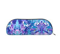 RLDOBOFE Purple And Blue Mixed Pattern Pencil Pouch Leather,Small Pen Bags With Zipper For Pencils,Pens,Markers,Makeups,Change,Coins, Purple and Blue Mixed Pattern, One Size