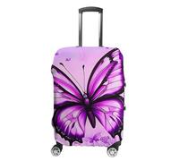 RLDOBOFE Purple Butterfly Baggage Cover for Travel, Washable Suitcase Covers for Home, Dustproof Luggage Protector Skins with Zippers, Protector Anti Scratch, Luggage Covers, white, Small, Luggage