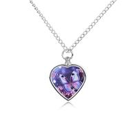 RLDOBOFE Purple Butterfly Pet Cremation Necklaces for Ashes Personalized Pet Ashes Jewelry Heart Shaped Urn Pendant Custom Memorial Funeral Keepsake for Loss Dogs Cats