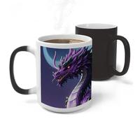 RLDOBOFE Purple Dragon Ceramic Color Changing Mug Heat Transforming Activated Mug 11 Oz Heat Changing Sensitive Tea Cup Magic Novelty Coffee Cup Drinkware Home Kitchen Gift