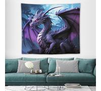 RLDOBOFE Purple Dragon Tapestry Wall Hanging Print Tapestry Home Decoration Funny Flag Tapestries Personalized Backdrop Art Poster for Men Women Bedroom Living Room Dorm 50"x60"