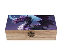 RLDOBOFE Purple Dragon Wooden Keepsake Box with Lids Wood Storage Box with A Hinged Lid Decorative Boxes Table Large Rectangular Organizer Container for Jewelry Photos Craft