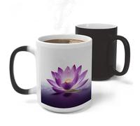 RLDOBOFE Purple Flower Ceramic Color Changing Mug Heat Transforming Activated Mug 11 Oz Heat Changing Sensitive Tea Cup Magic Novelty Coffee Cup Drinkware Home Kitchen Gift