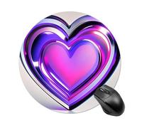 RLDOBOFE Purple Hearts Mouse Pad, Rubber Base & Smooth Cloth Surface, Portable Round Mouse Pad, Rubber Mousepad for Office Home Gaming Laptop Men Women 7.8In