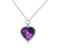RLDOBOFE Purple Love Cremation Jewelry for Ashes Heart Urn Necklaces Personalized Memorial Necklace Dog Cat Keepsake Pendant Custom Small Locket Ash Holder for Women Men