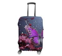 RLDOBOFE Purple Plum Butterfly Baggage Cover for Travel, Washable Suitcase Covers for Home, Dustproof Luggage Protector Skins with Zippers, Protector Anti Scratch, Luggage Covers, white, XL, Luggage