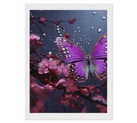 RLDOBOFE Purple Plum Butterfly Diamond Painting Kit for Adults Square 5D Diamond Art Kits for Beginners DIY Full Drill Diamonds Dots Painting Gem Arts Crafts Home Wall Decor Gift 12"x16"