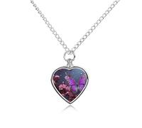 RLDOBOFE Purple Plum Butterfly Pet Urn Necklaces for Ashes, Heart-Shaped Pendant for Cat Lover, Custom Dog Cremation Keepsake Jewelry, Picture Necklace Personalized for Loss of Dog
