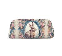 RLDOBOFE Rabbit in Frame print Pencil Bag waterproof Zipper Pencil Case Leather Pen Box Cosmetic Bag For Office Pencil