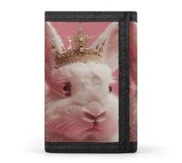 RLDOBOFE Rabbit Wearing A Crown Wallet for Men, Extra Capacity Trifold Wallet for Women, Foldable Money Clip with ID Window for Pocket, Credit Card Holder, Personalized Wallets for Travel