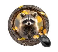 RLDOBOFE Raccoon in The Fall Tree Hole Mouse Pad, Rubber Base & Smooth Cloth Surface, Portable Round Mouse Pad, Rubber Mousepad for Office Home Gaming Laptop Men Women 7.8In