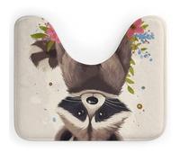 RLDOBOFE Raccoon Toilet Rug U-Shaped 16 X 20 Non-Slip Bath Rug Soft Microfiber Contour Rugs Absorbent Machine Washable Floor Mat for Toilets Shower Bathroom Decor