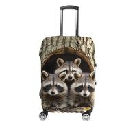 RLDOBOFE Raccoons in The Fall Tree Hole Travel Luggage Cover Anti Scratch Suitcase Protector Washable Elastic Baggage Cover, white, L, Stylish