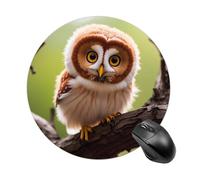 RLDOBOFE Real Cute Owls (2) Mouse Pad, Rubber Base & Smooth Cloth Surface, Portable Round Mouse Pad, Rubber Mousepad for Office Home Gaming Laptop Men Women 7.8In